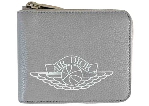 Dior x Jordan Wings Zip Wallet (4 Card Slot) Grey 